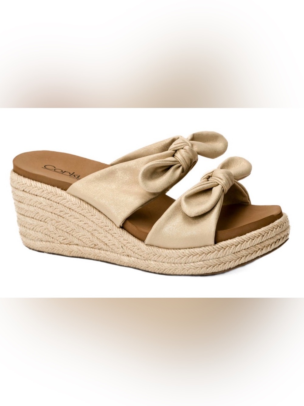 Corkys Tie the Knot Metallic Espadrille Wedge Slides